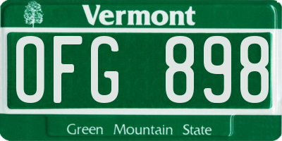 VT license plate OFG898