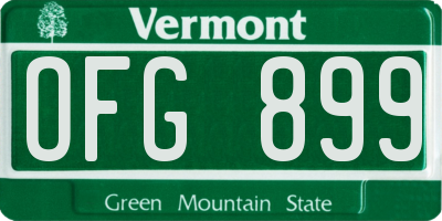 VT license plate OFG899
