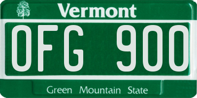 VT license plate OFG900