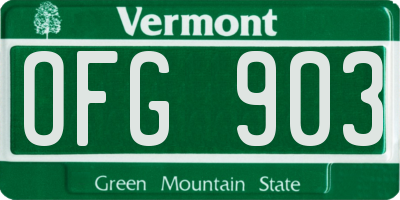 VT license plate OFG903
