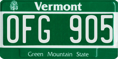 VT license plate OFG905