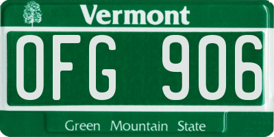 VT license plate OFG906