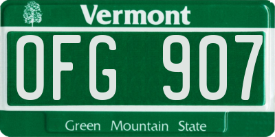 VT license plate OFG907