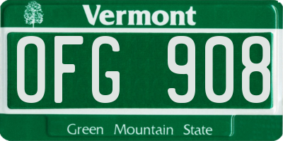 VT license plate OFG908