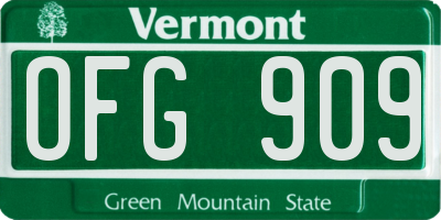 VT license plate OFG909
