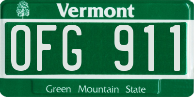 VT license plate OFG911