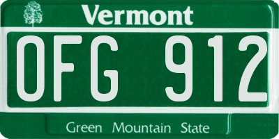 VT license plate OFG912