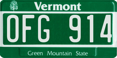 VT license plate OFG914