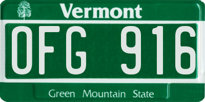 VT license plate OFG916