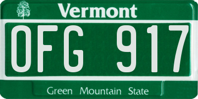 VT license plate OFG917