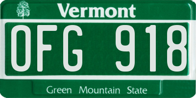 VT license plate OFG918