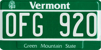 VT license plate OFG920