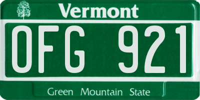 VT license plate OFG921
