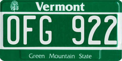 VT license plate OFG922