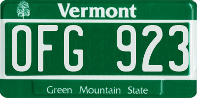 VT license plate OFG923