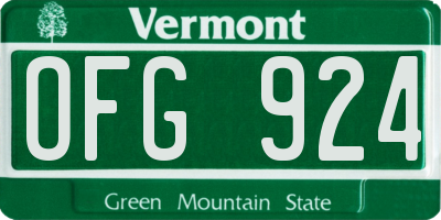 VT license plate OFG924