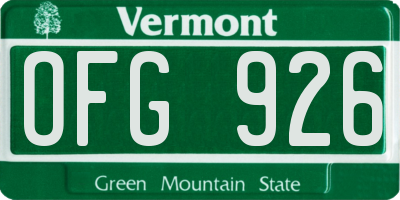 VT license plate OFG926