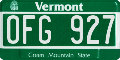 VT license plate OFG927