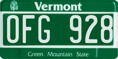 VT license plate OFG928