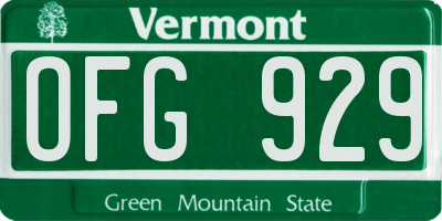 VT license plate OFG929