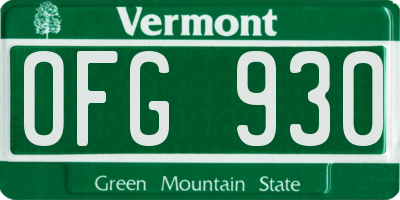 VT license plate OFG930