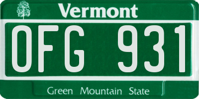 VT license plate OFG931