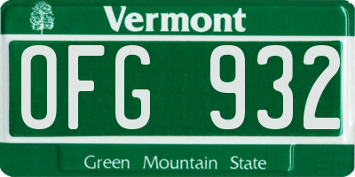 VT license plate OFG932