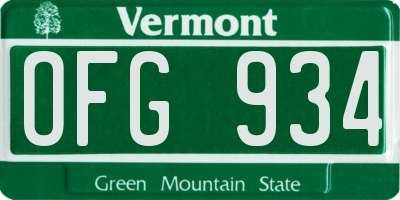 VT license plate OFG934