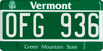 VT license plate OFG936