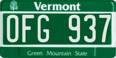 VT license plate OFG937