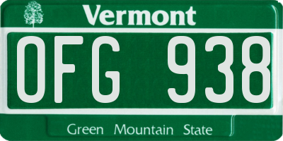 VT license plate OFG938