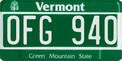 VT license plate OFG940