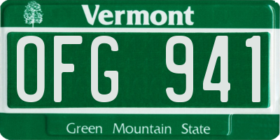 VT license plate OFG941