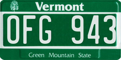 VT license plate OFG943
