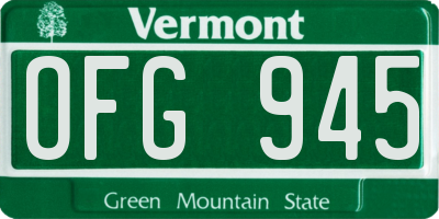 VT license plate OFG945