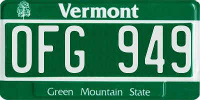 VT license plate OFG949