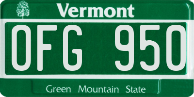 VT license plate OFG950