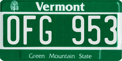 VT license plate OFG953