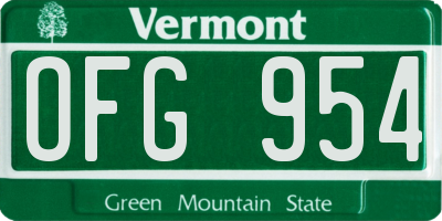 VT license plate OFG954