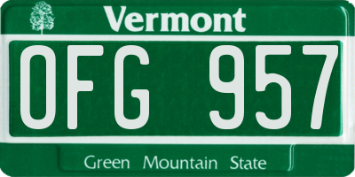 VT license plate OFG957