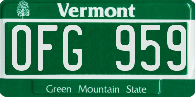 VT license plate OFG959