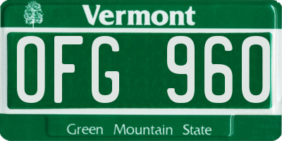VT license plate OFG960