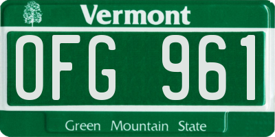 VT license plate OFG961