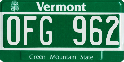 VT license plate OFG962