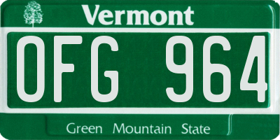 VT license plate OFG964