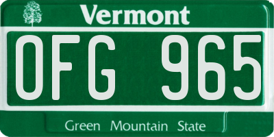 VT license plate OFG965