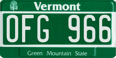 VT license plate OFG966