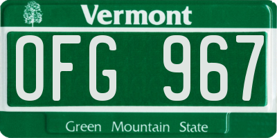 VT license plate OFG967
