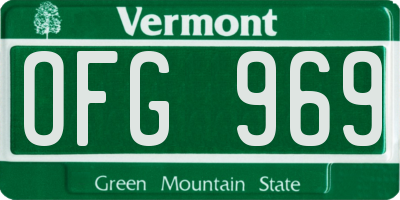 VT license plate OFG969