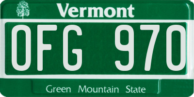 VT license plate OFG970